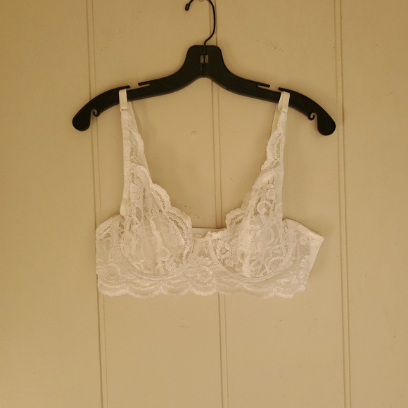 Victorias Secret Demi Bra VTG Sheer Lace Underwire White 38C Cottagecore…